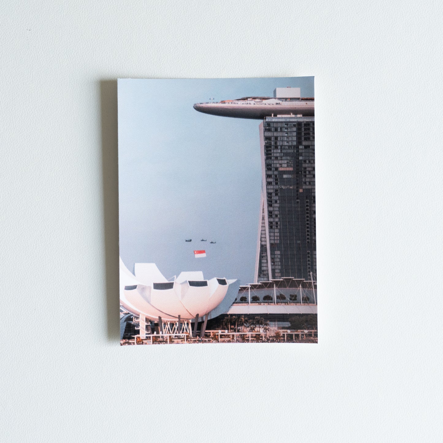 Singapore Art Science Museum and Marina Bay Sands with State Flag Flypast